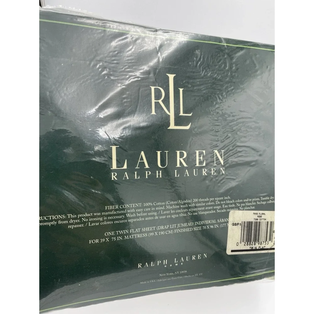 New Ralph Lauren TWIN Flat‎ Meadow Way Faye Floral Rose Sheet NOS